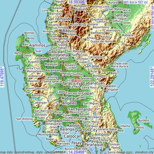 Topographic map of Baloc