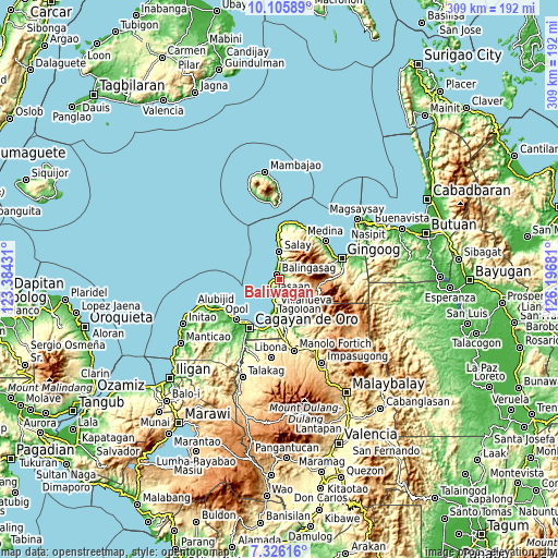 Topographic map of Baliwagan