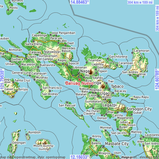 Topographic map of Baliuag Nuevo