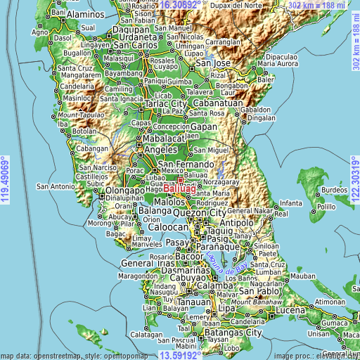 Topographic map of Baliuag