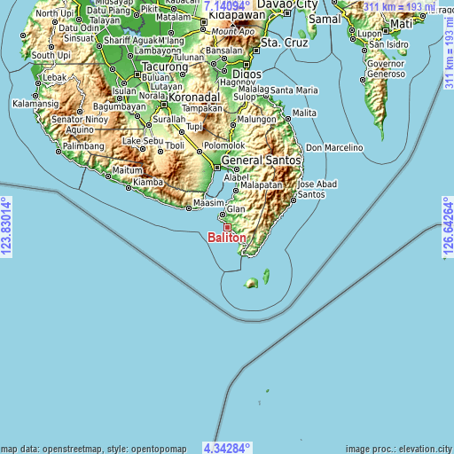 Topographic map of Baliton