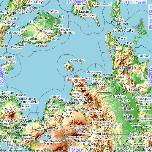 Topographic map of Balingoan