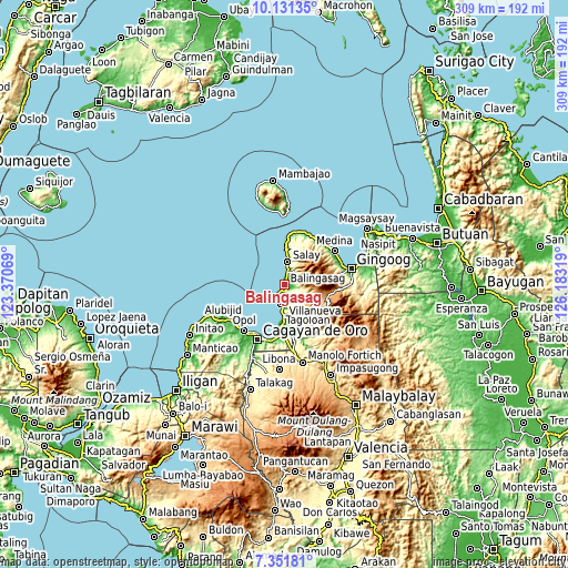 Topographic map of Balingasag