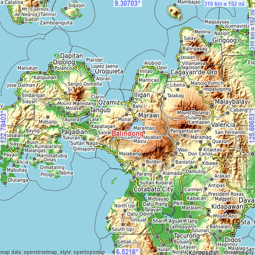 Topographic map of Balindong