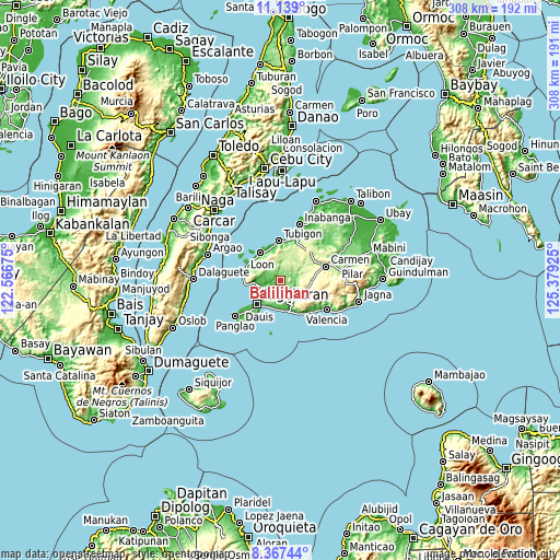 Topographic map of Balilihan