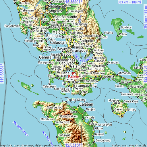 Topographic map of Balete