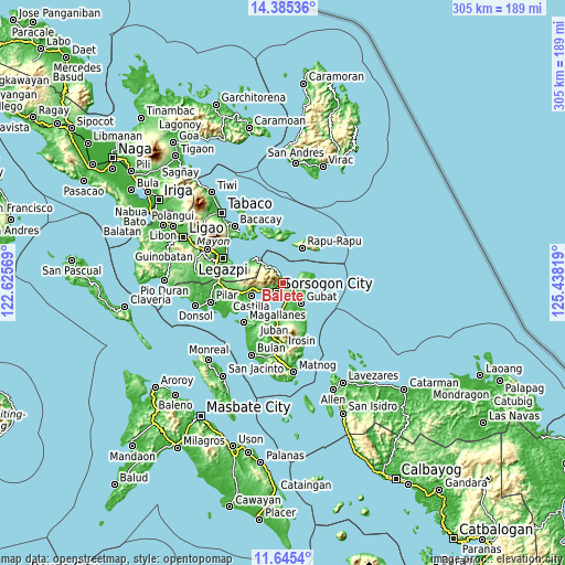 Topographic map of Balete