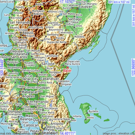 Topographic map of Baler