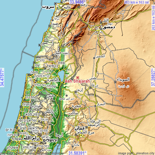 Topographic map of Ash Shajarah