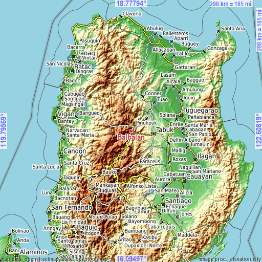 Topographic map of Balbalan