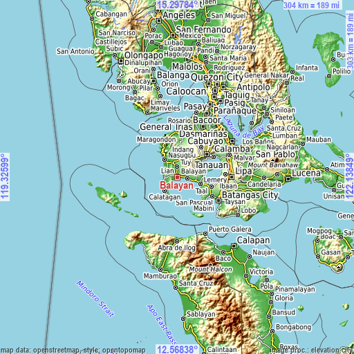 Topographic map of Balayan