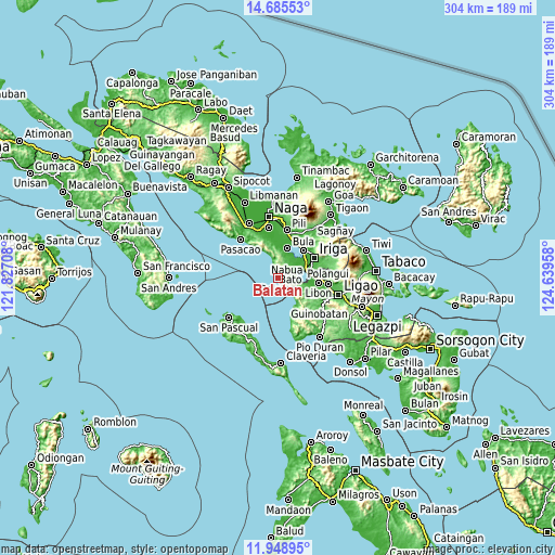 Topographic map of Balatan