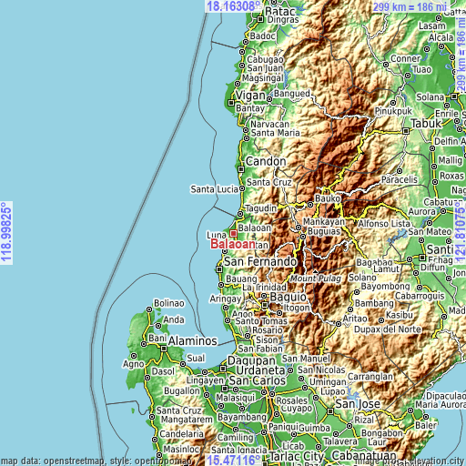 Topographic map of Balaoan