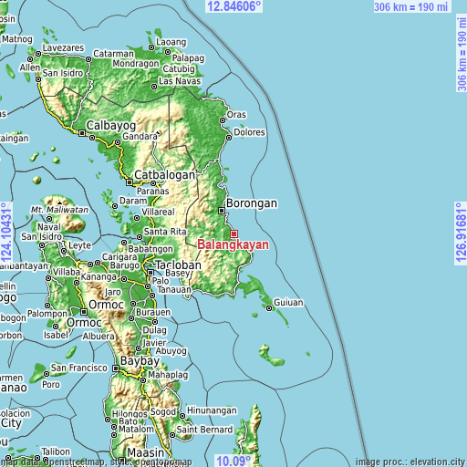 Topographic map of Balangkayan