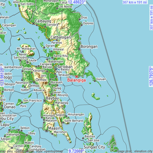 Topographic map of Balangiga