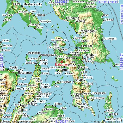 Topographic map of Balagtas