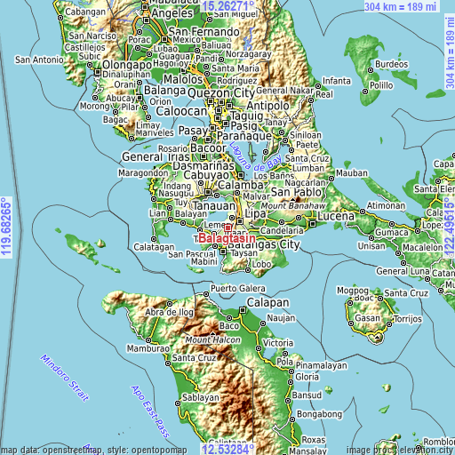 Topographic map of Balagtasin