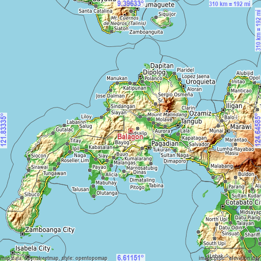 Topographic map of Balagon