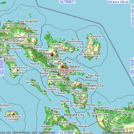 Topographic map of Balading