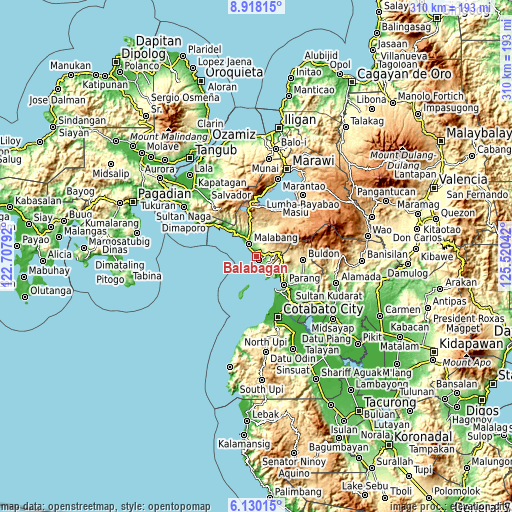 Topographic map of Balabagan