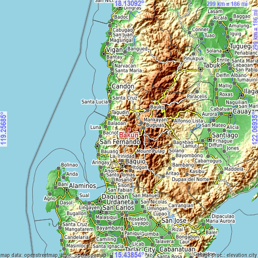 Topographic map of Bakun