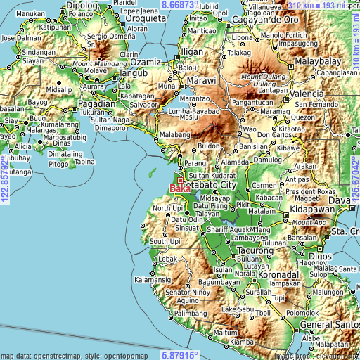 Topographic map of Baka