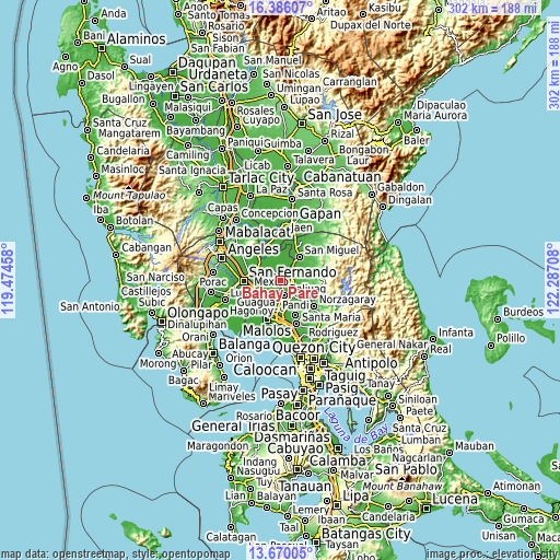 Topographic map of Bahay Pare