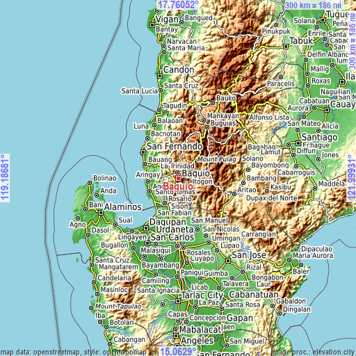 Topographic map of Baguio