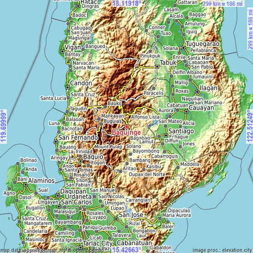 Topographic map of Baguinge