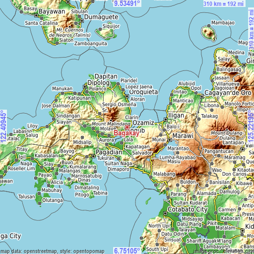 Topographic map of Bagakay
