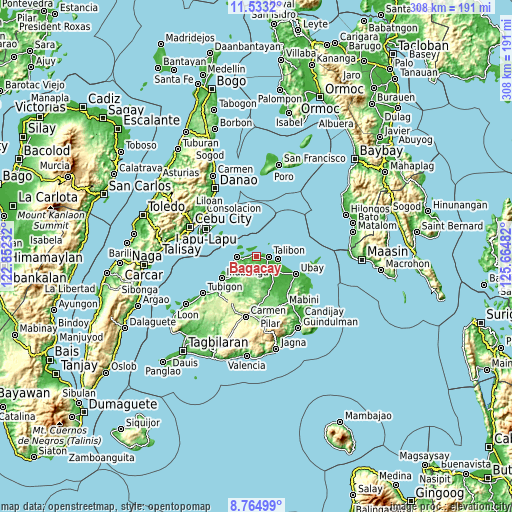 Topographic map of Bagacay