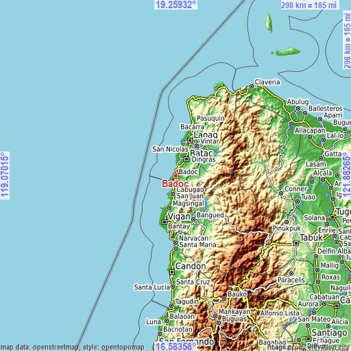 Topographic map of Badoc