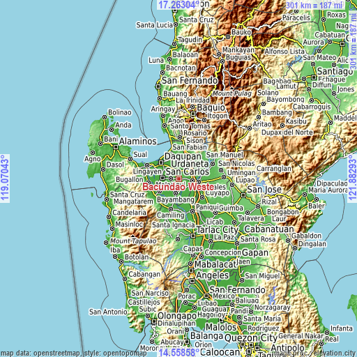 Topographic map of Bacundao Weste