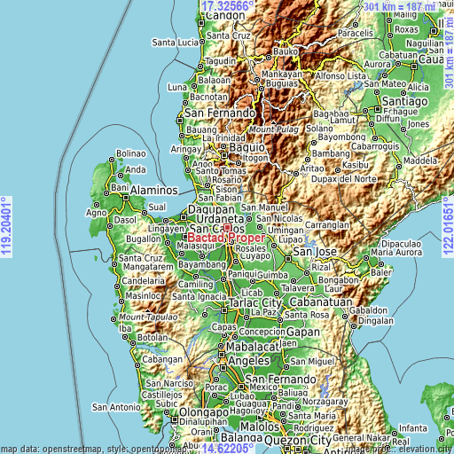 Topographic map of Bactad Proper