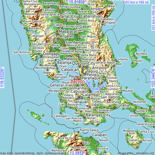 Topographic map of Bacoor