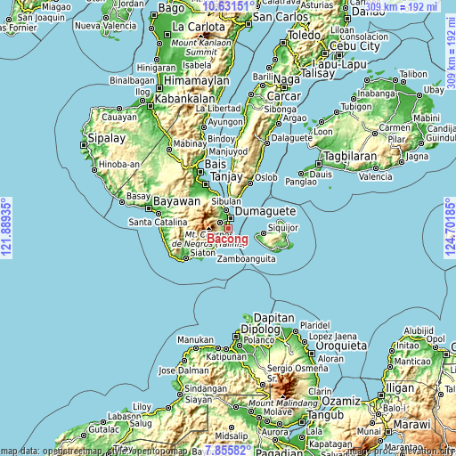 Topographic map of Bacong
