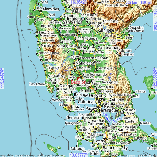 Topographic map of Bacolor