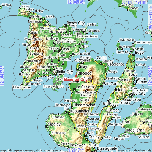Topographic map of Bacolod City