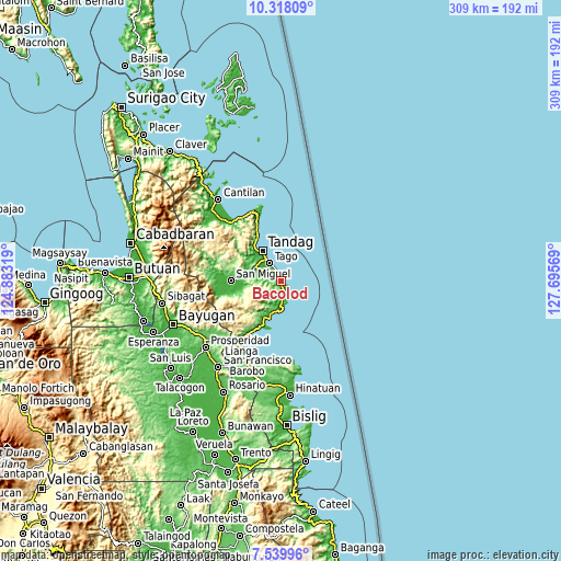 Topographic map of Bacolod