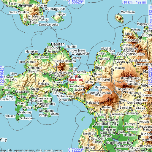 Topographic map of Bacolod