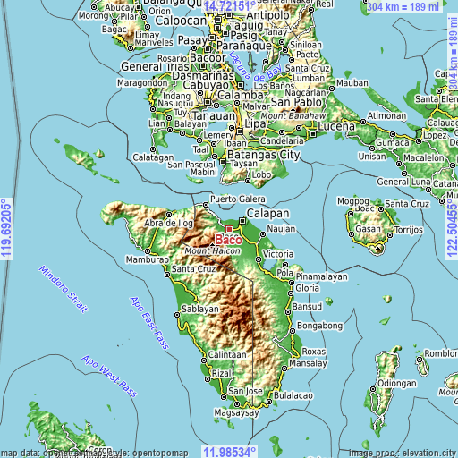 Topographic map of Baco