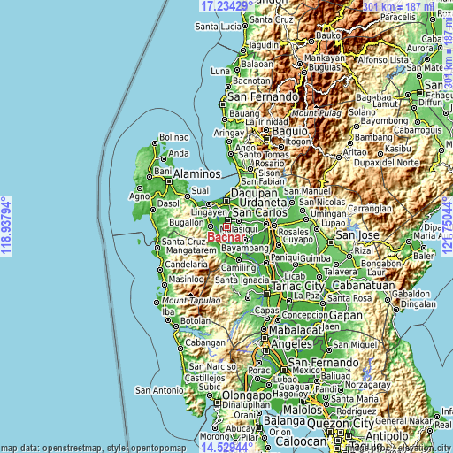 Topographic map of Bacnar