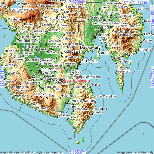 Topographic map of New Baclayon