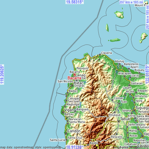 Topographic map of Bacarra