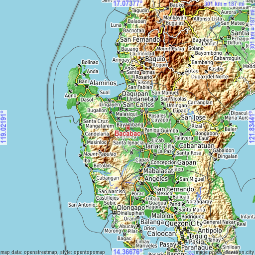 Topographic map of Bacabac