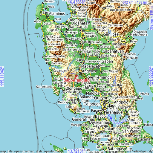 Topographic map of Babo-Pangulo