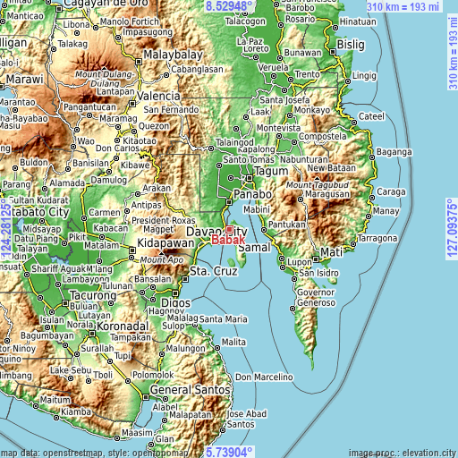 Topographic map of Babak