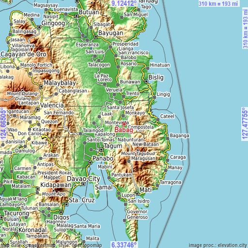 Topographic map of Babag