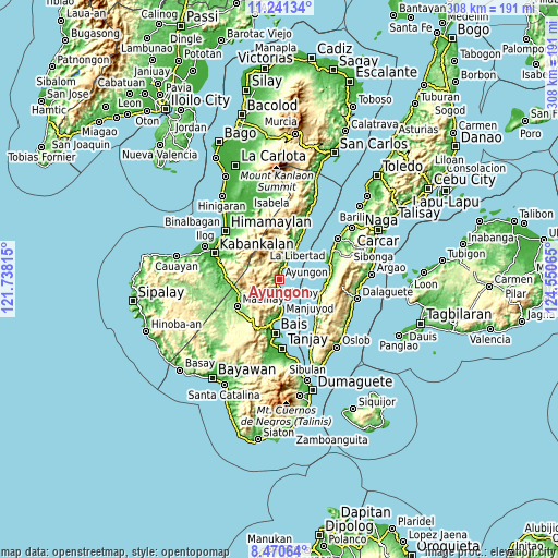 Topographic map of Ayungon