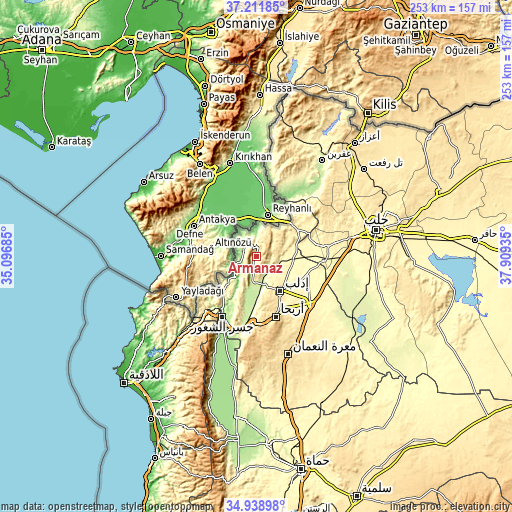 Topographic map of Armanāz